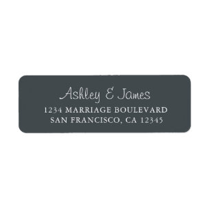 Elegant Script Black White Wedding Return Address Etiket