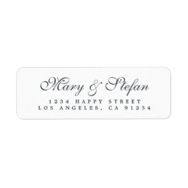 Elegant Script Black White Wedding Return Address Etiket