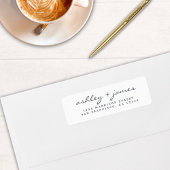 Elegant Script Black White Wedding Return Address Etiket