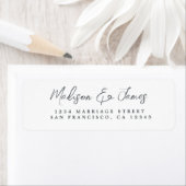 Elegant Script Black White Wedding Return Address Etiket (Insitu)