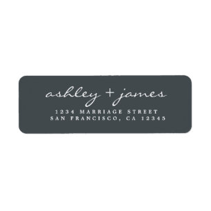 Elegant Script Black White Wedding Return Address Etiket