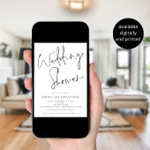 Elegant Script Black White Wedding Shower Kaart