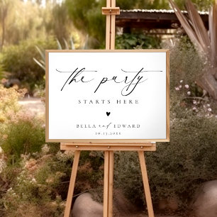 Elegant Script Black White Weduwen Welkom Poster