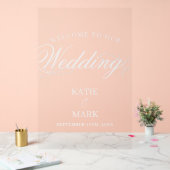 Élégant Script Blanc Bienvenue À Notre Signe Maria (Mariage)