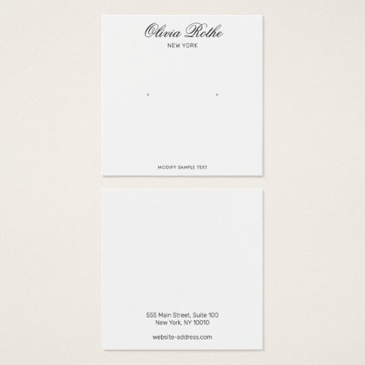 Élégant Script blanc costume Elevage carte d'affic (Devant & derrière)