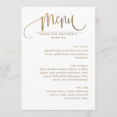 Élégant script, blanc et Mariage or menu (Devant)