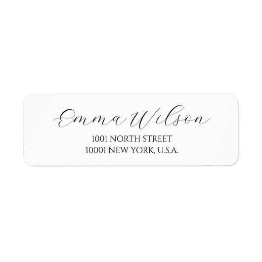 Élégant script blanc étiquettes d'adresse de retou (Devant)