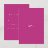 Élégant Script blanc & Magenta carte RSVP (Devant / Derrière)