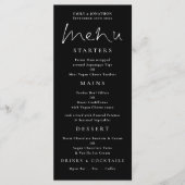 Élégant Script blanc Mariage noir menu (Devant)