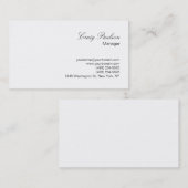 Élégant Script Blanc Plain Carte de visite simple (Devant / Derrière)