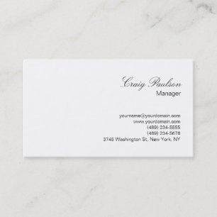 Élégant Script Blanc Plain Carte de visite simple