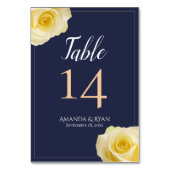 Elegant Script Blauw Geel Rose Bloemen Huwelijk Kaart (Achterkant)