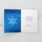 Elegant script Blauwe sneeuw Vrolijke kerstfoto Feestdagen Kaart (Binnen)
