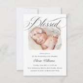 Elegant Script Blessed Christening Baptism Foto I Kaart (Voorkant)