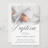 Elegant Script Blessed Christening Baptism Foto Kaart (Voorkant)