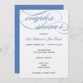 Elégant Script Bleu Couples Invitation Douche (Devant / Derrière)