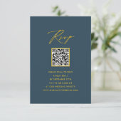 Élégant Script bleu minimaliste QR Wedding RSVP (Debout devant)