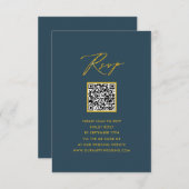 Élégant Script bleu minimaliste QR Wedding RSVP (Devant / Derrière)