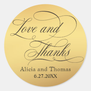 Elegant script bloeit bruiloft dank u ronde sticker