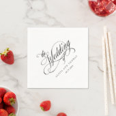 Elegant Script Bloeit Bruiloft in Wit Servet (Insitu)