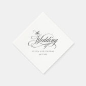 Elegant Script Bloeit Bruiloft in Wit Servet (Hoek)