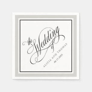 Elegant script bloeit bruiloft met elke kleur servet