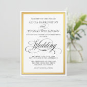 Elegant script bloeit bruiloft uitnodiging (Staand voorkant)