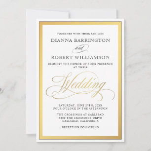 Elegant script bloeit bruiloft uitnodiging
