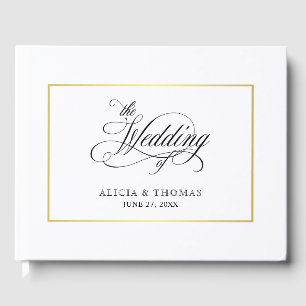 Elegant script bloeit kalligrafie bruiloft gastenboek