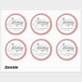 Elegant script bloeit koraal trouwgunsten ronde sticker (Vel)