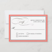 Elegant script bloeit RSVP koraal rand (Voorkant)