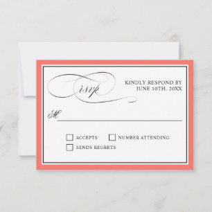 Elegant script bloeit RSVP koraal rand Kaartje