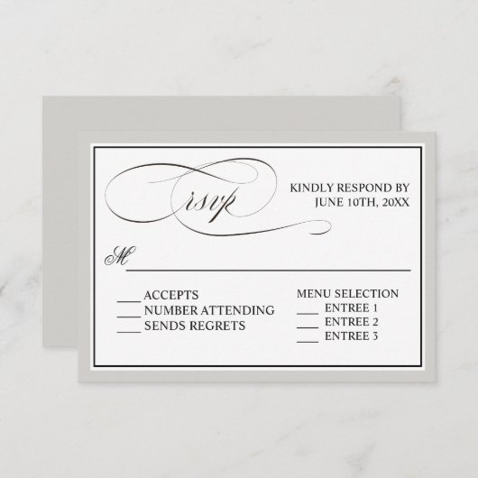 Elegant script bloeit RSVP met elke kleur (Voorkant / Achterkant)