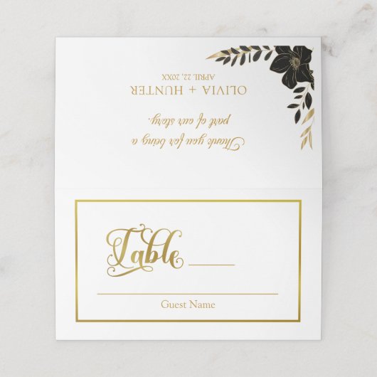 Elegant script bloeit wit & goud bruiloft (Buitenkant ongevouwen)