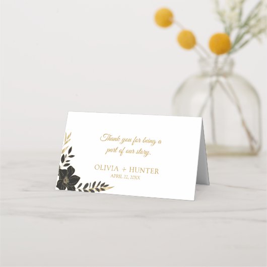 Elegant script bloeit wit & goud bruiloft (Achterkant)