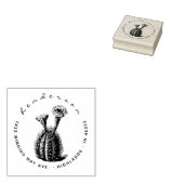 Elegant Script Blooming Cactus Retouradres Rubberstempel (Gestempeld)