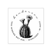 Elegant Script Blooming Cactus Retouradres Rubberstempel (Afrduk)