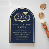 Elegant Script Blue College Graduation Party Arch Kaart