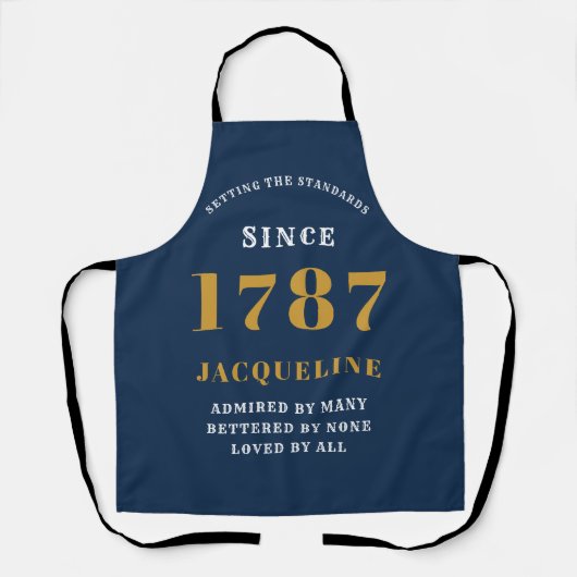 Elegant Script Blue Gold Baking Schort (Voorkant)