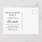 Elegant Script Blue Gold College Afstudeerfeest Uitnodiging Briefkaart (Achterkant)