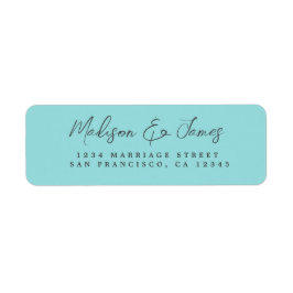 Elegant Script Blue Wedding Return-adres Etiket