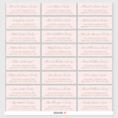 Elegant Script Blush Gold Wedding Guest Address Sticker (Vel)