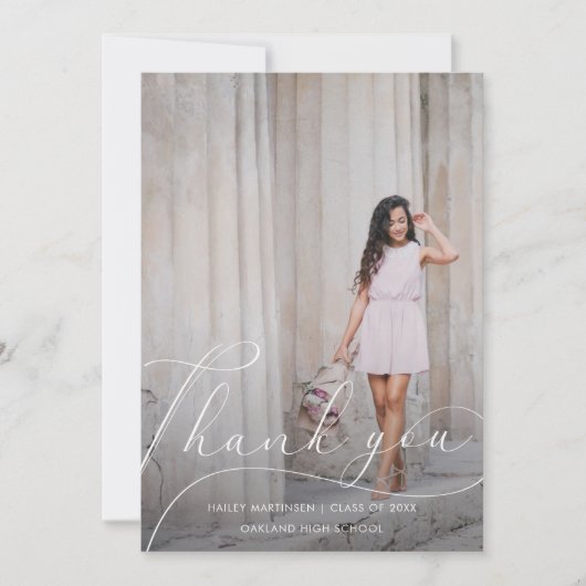 Élégant Script Blush Graduation Merci photo (Devant)