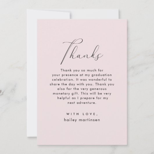 Élégant Script Blush Graduation Merci photo (Dos)