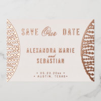 Elegant Script Blush Pearl Save the Date Roos Gold