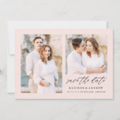 Elegant Script Blush Roze 2 Foto Save The Date (Voorkant)