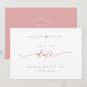 Elegant script, blush roze, eenvoudige bruiloft save the date