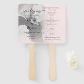 Elegant Script Blush Roze Foto Trouwprogramma Handwaaier (Voorkant en achterkant)
