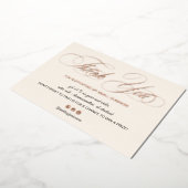 Elegant script blush roze logo order bedankt folie uitnodiging (Gedraaid)