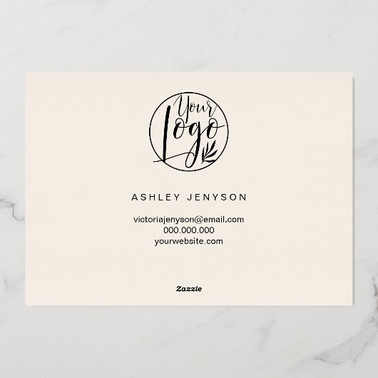 Elegant script blush roze logo order bedankt folie uitnodiging (Achterkant)